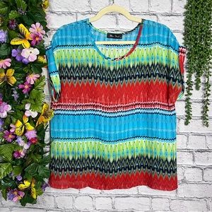 1🌼3/$30🌼Miss Finch Vibrant Printed Short Sleeve Blouse Size Small